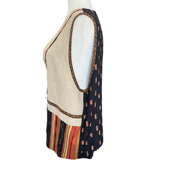 Vintage 90's Boho Patchwork Vest Size 14 Western - Picture 3 of 4